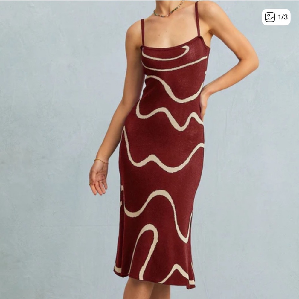 RIHOAS Burgundy Knit Dress